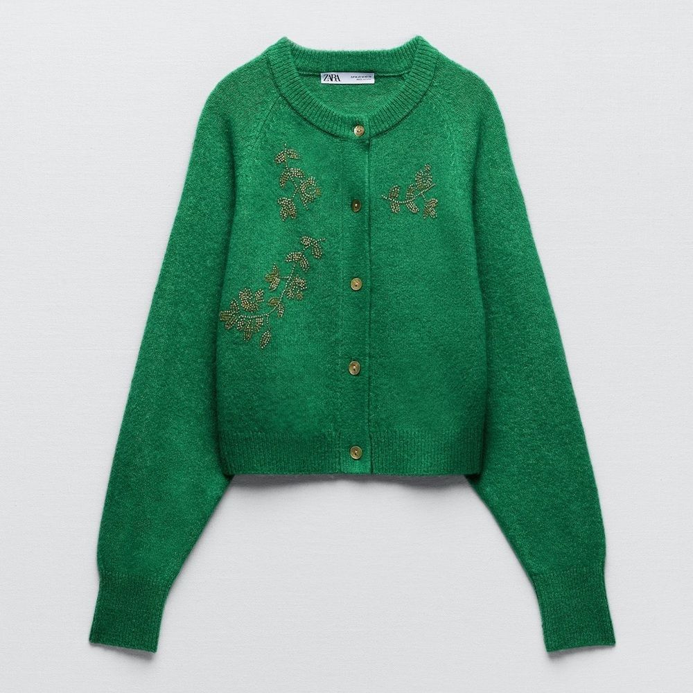 ZARA KNIT CARDIGAN WITH BEADS - Picture 8 of 11